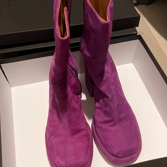 E8 by Miista Chic Purple Suede Platform Ankle Boots Size 40 - Picture 3 of 6